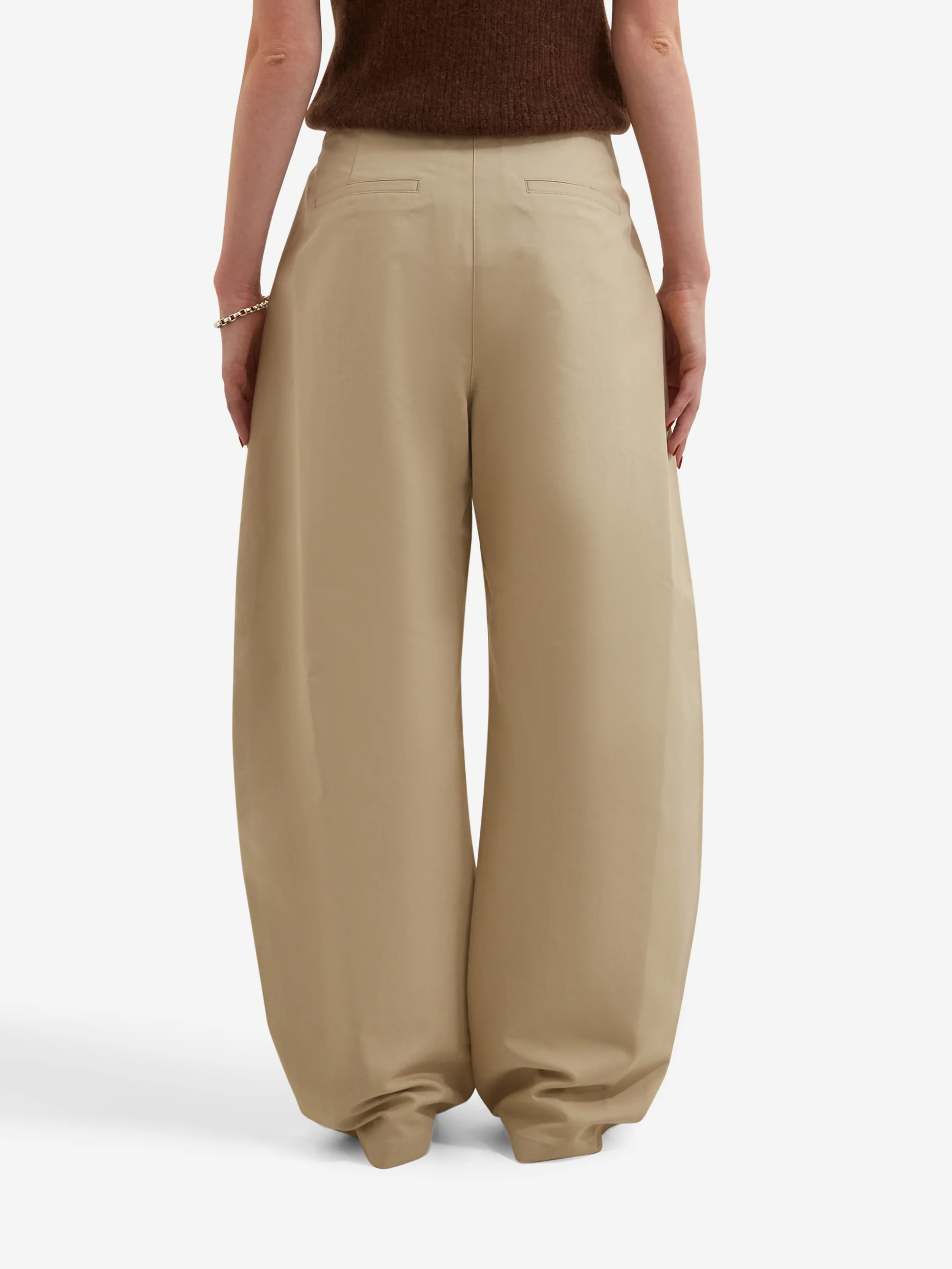 AMOMENTO Curved Leg Pants - Ivory - Image 3