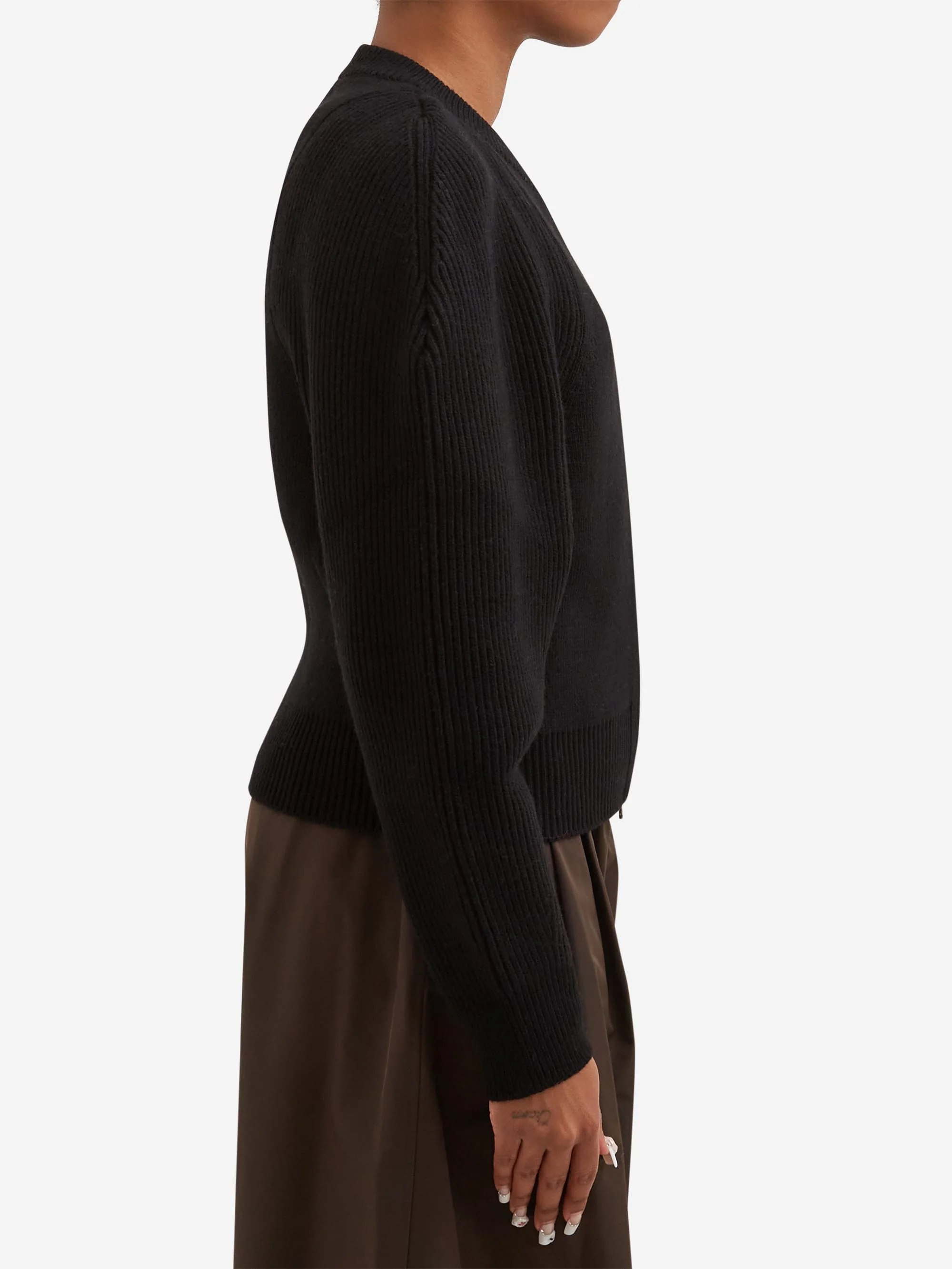 AMOMENTO Cut Out Rounded Cardigan - Black - Image 3