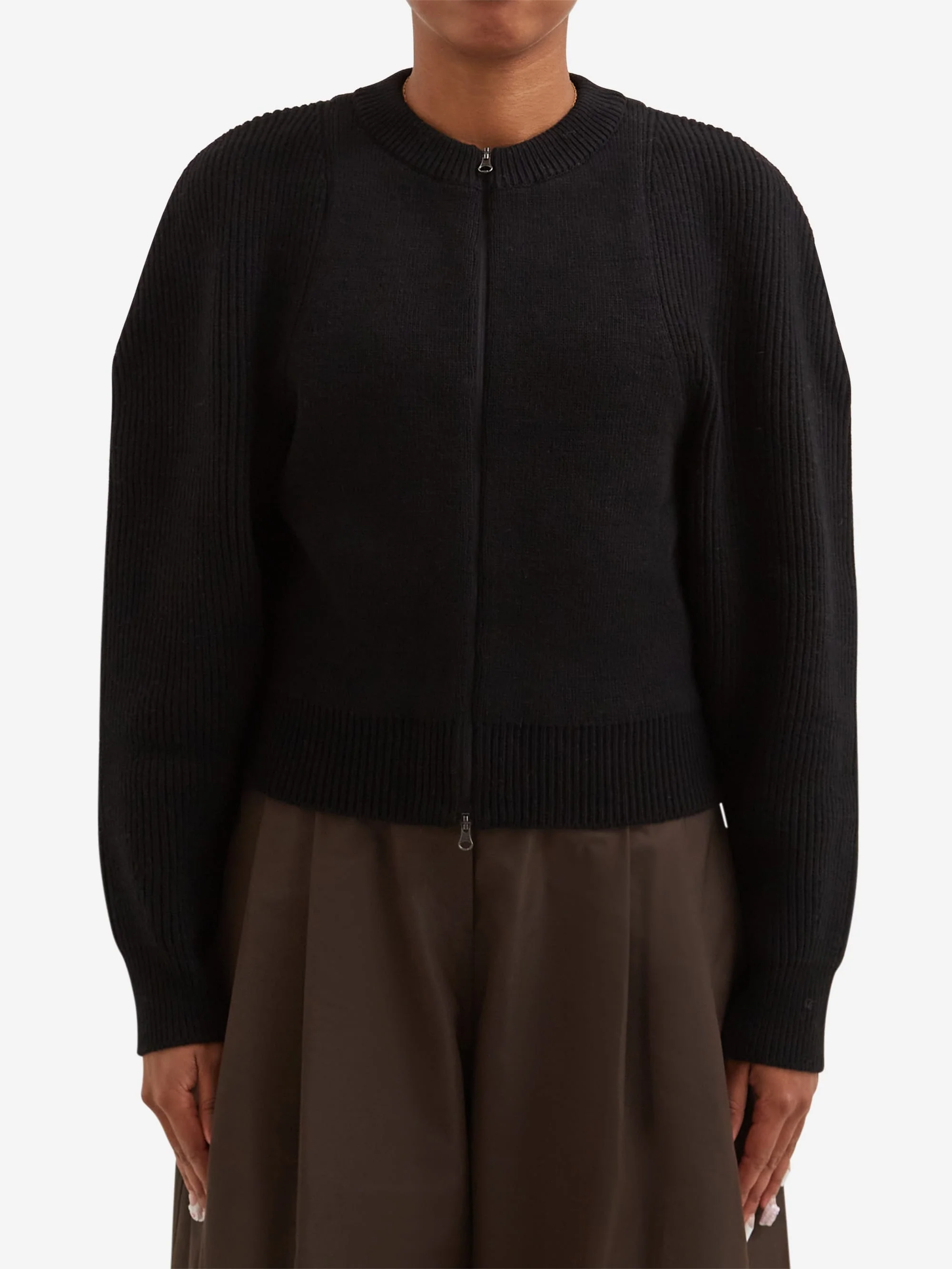 AMOMENTO Cut Out Rounded Cardigan - Black - Image 5