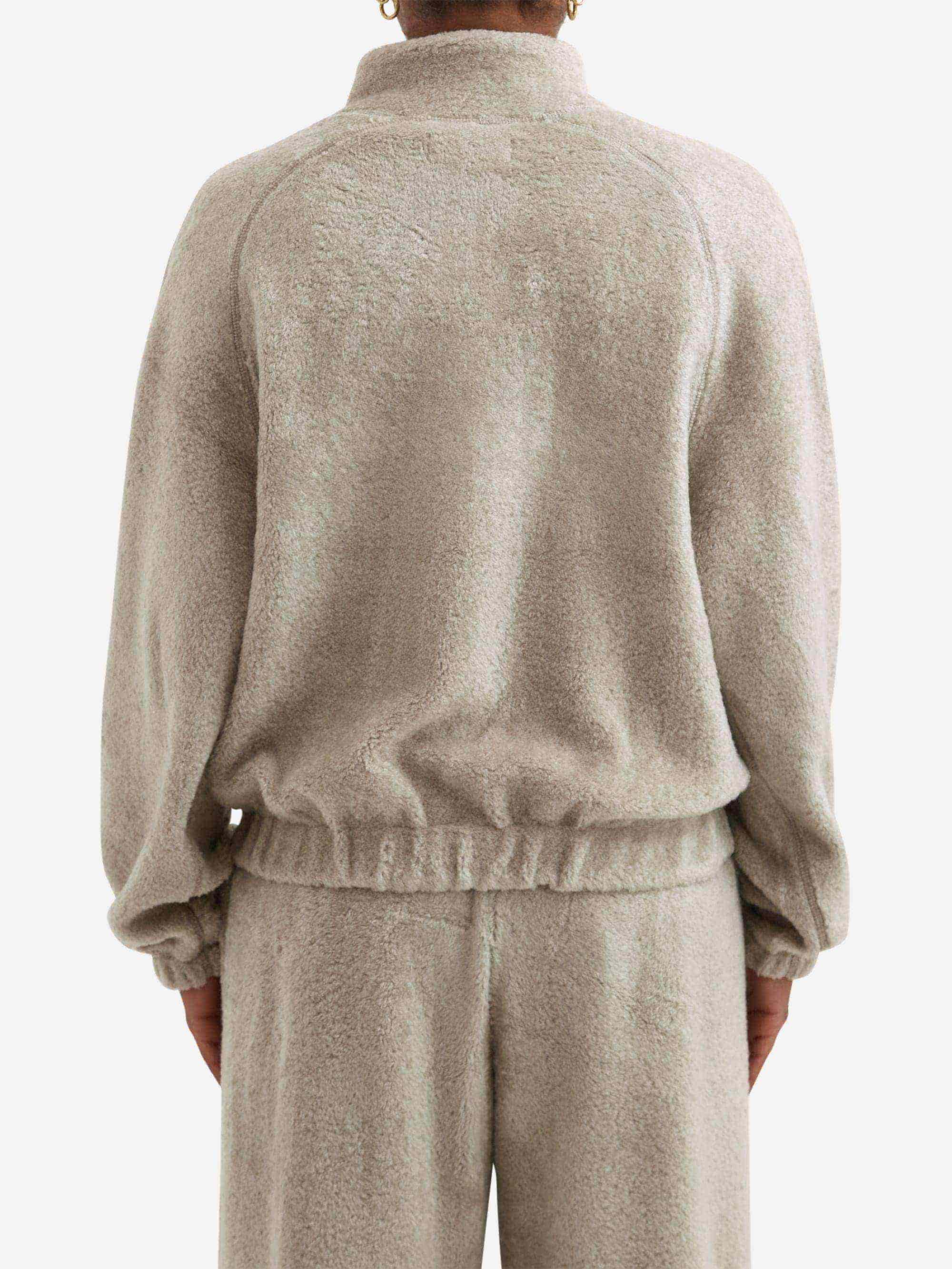 AMOMENTO Fluffy Oversized Half Zip Pullover W - Grey - Image 3