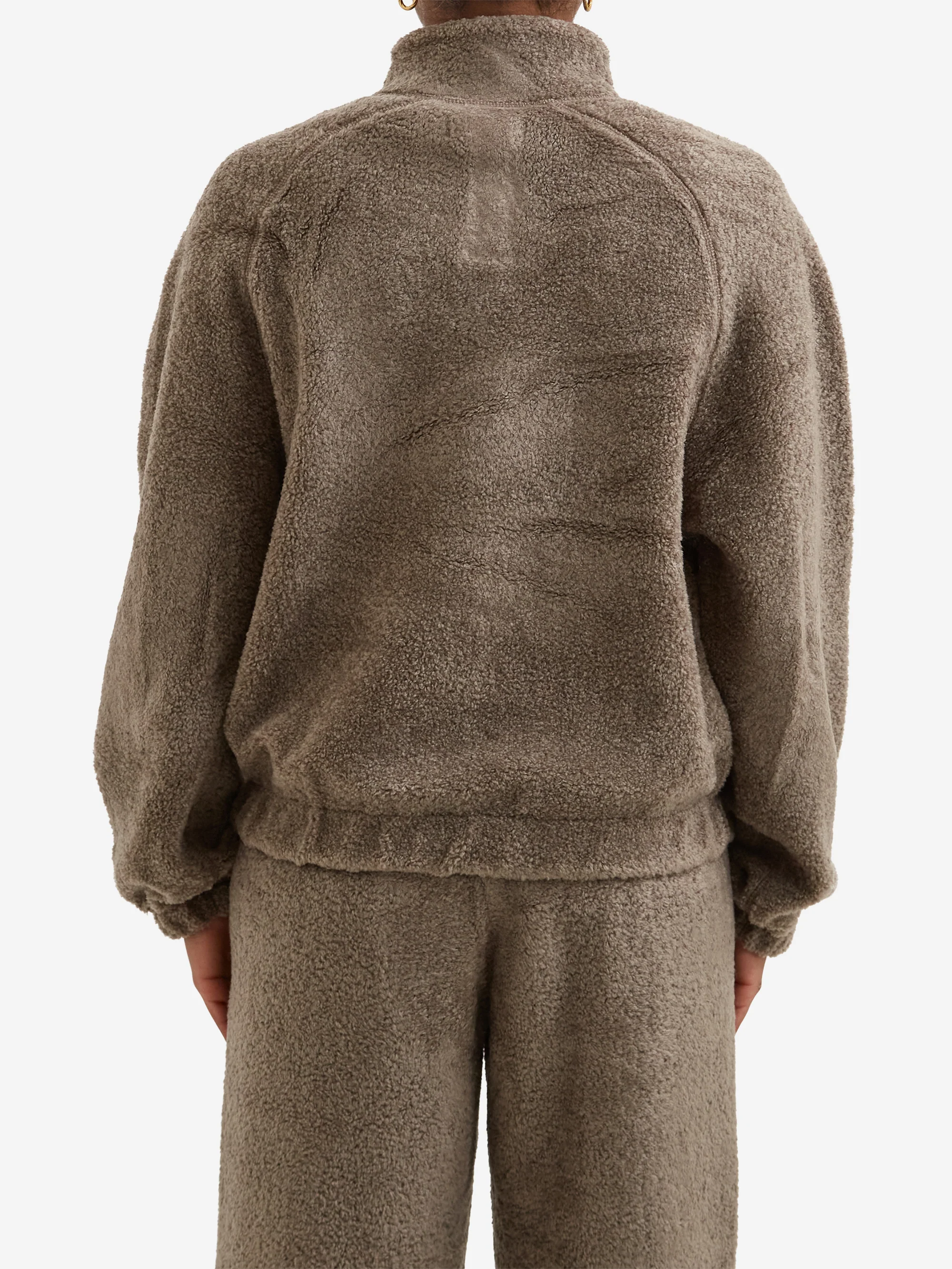 AMOMENTO Fluffy Oversized Half Zip Pullover W - Khaki - Image 3