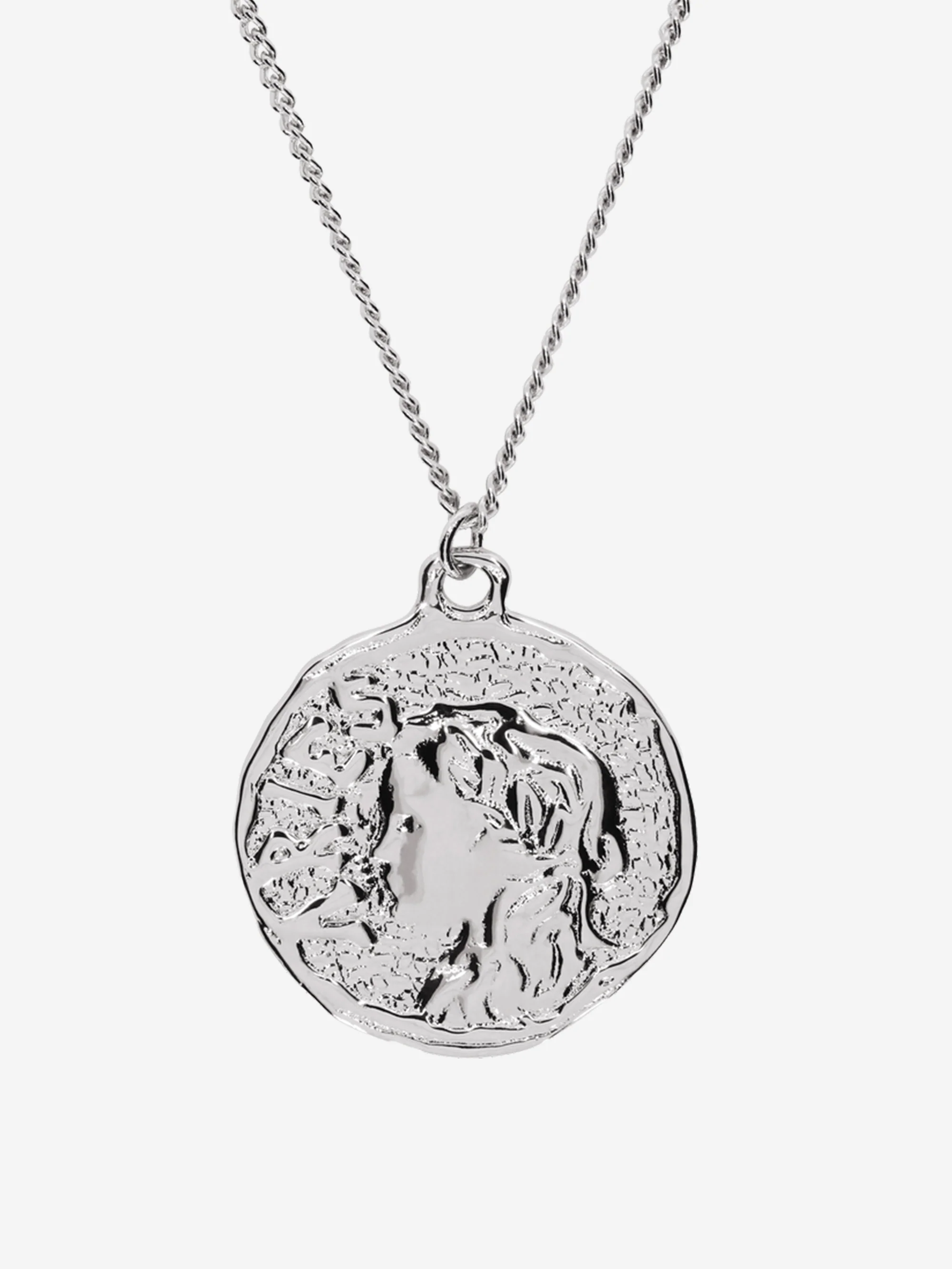 Aries Chain Necklace With Roman Coin Pendant - Silver - Image 3
