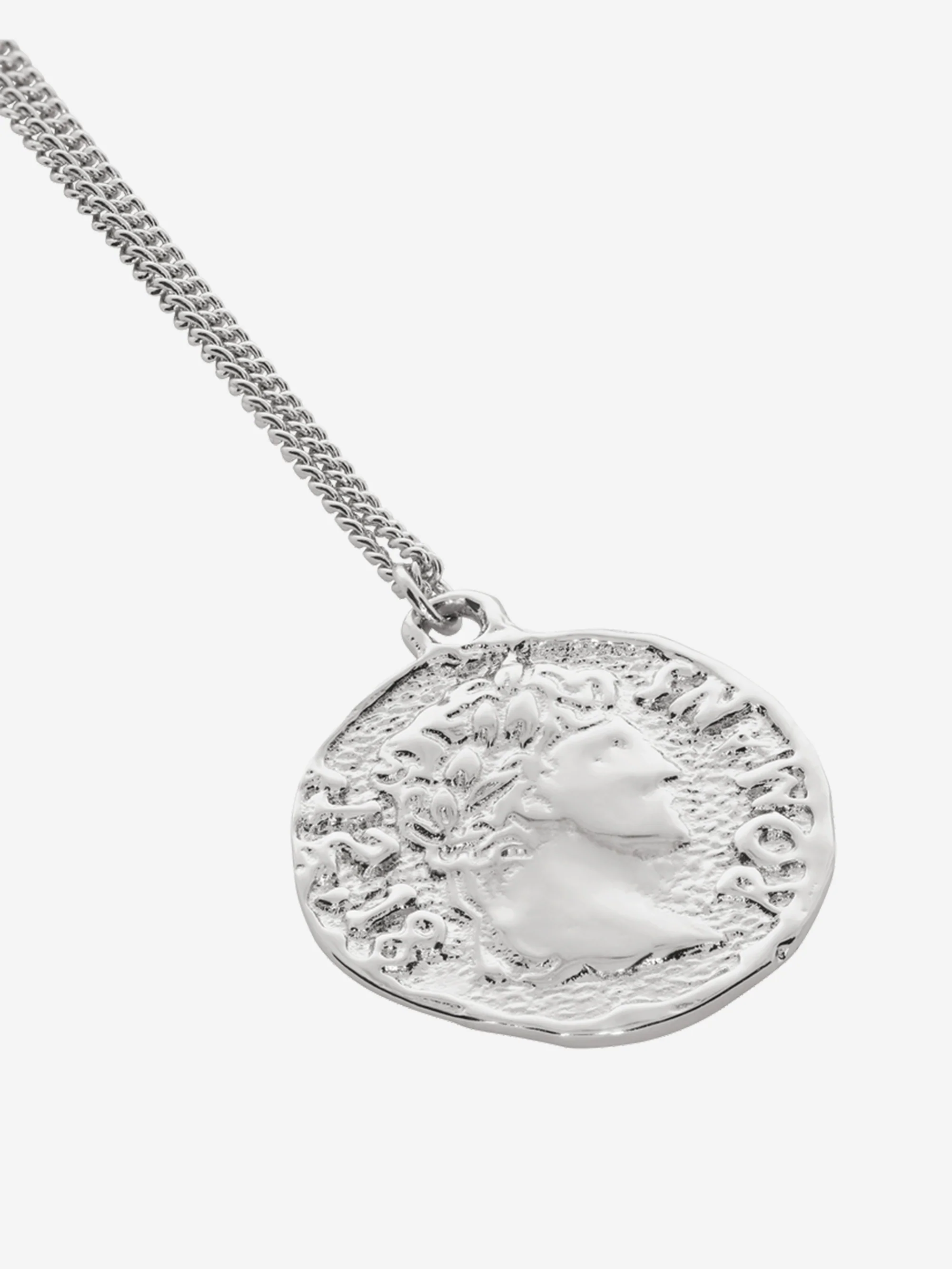 Aries Chain Necklace With Roman Coin Pendant - Silver - Image 4