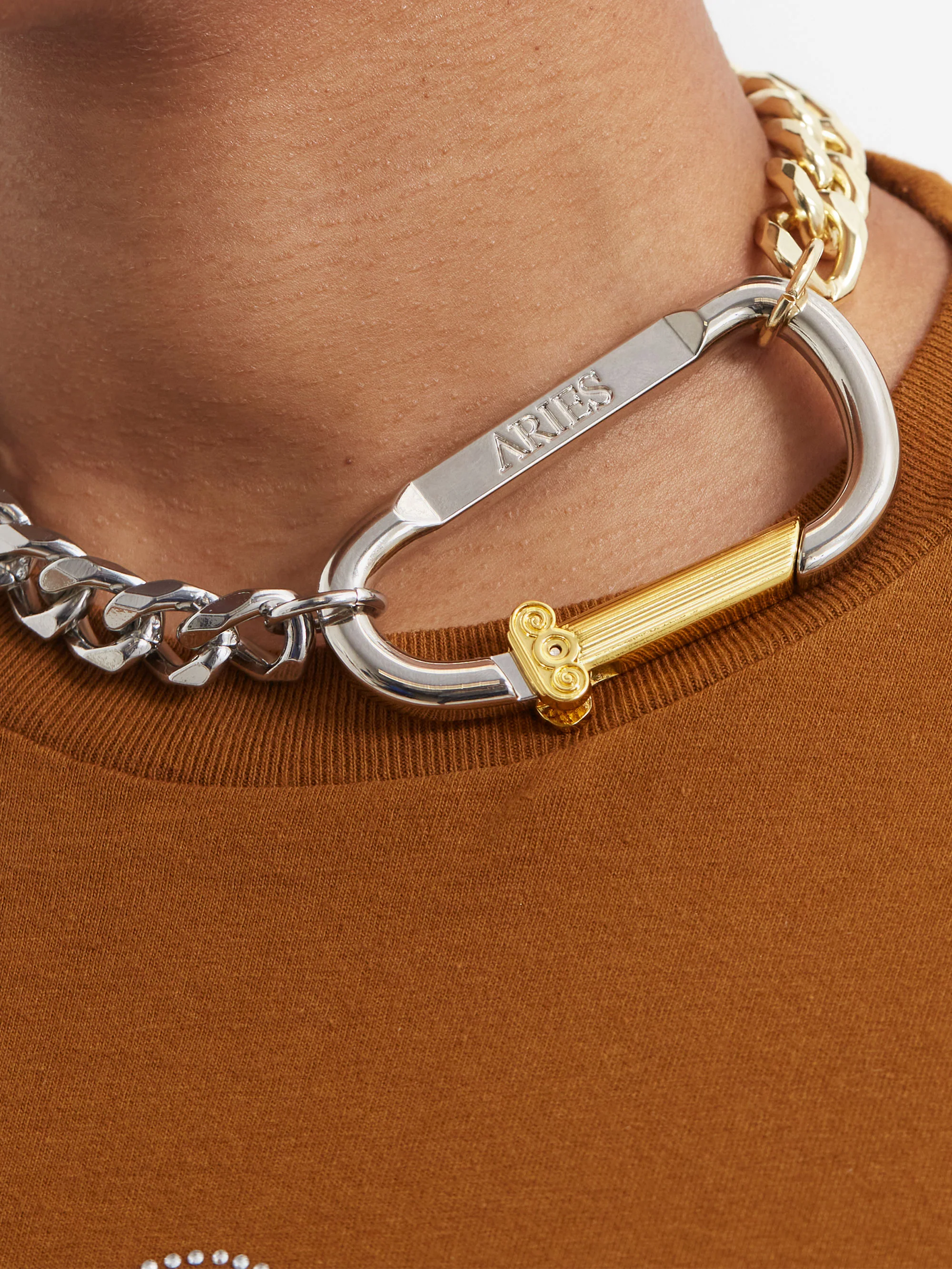 Aries Column Carabiner Silver Necklace - Silver - Image 5