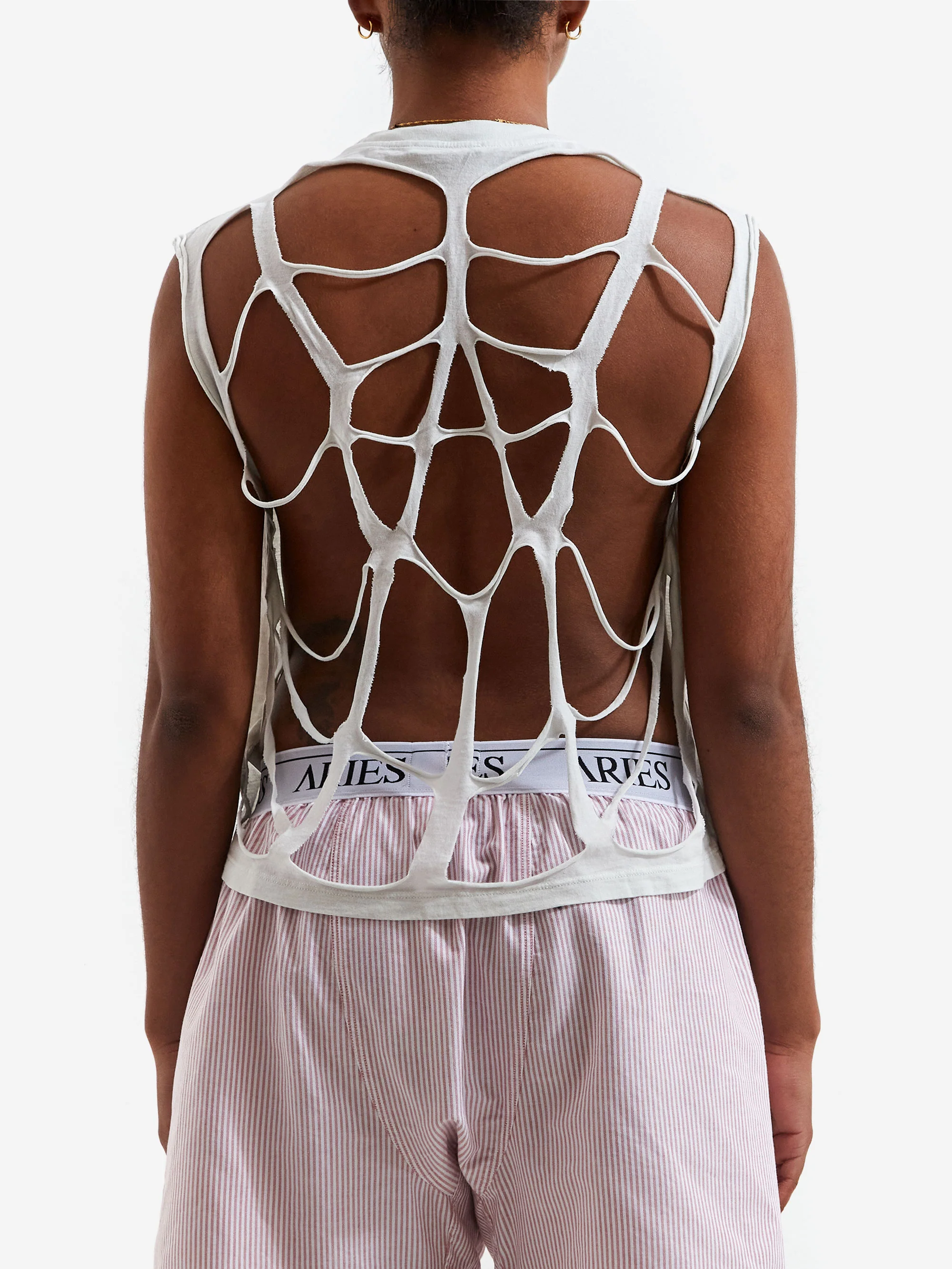 Aries Diamante Starsign Slash Back Vest - Alabaster - Image 3
