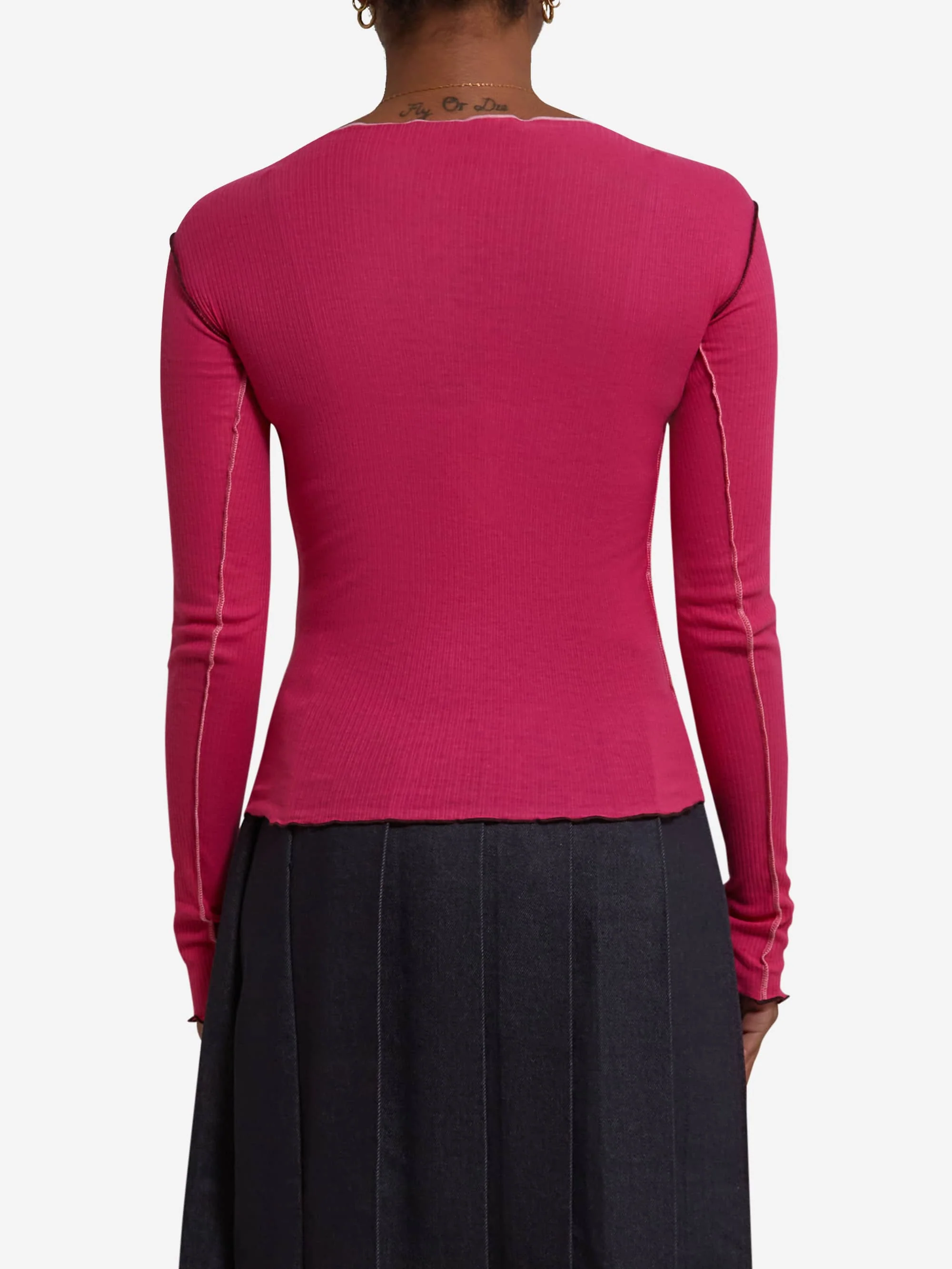 Baserange Vein Long Sleeve Tee - York Pink - Image 3