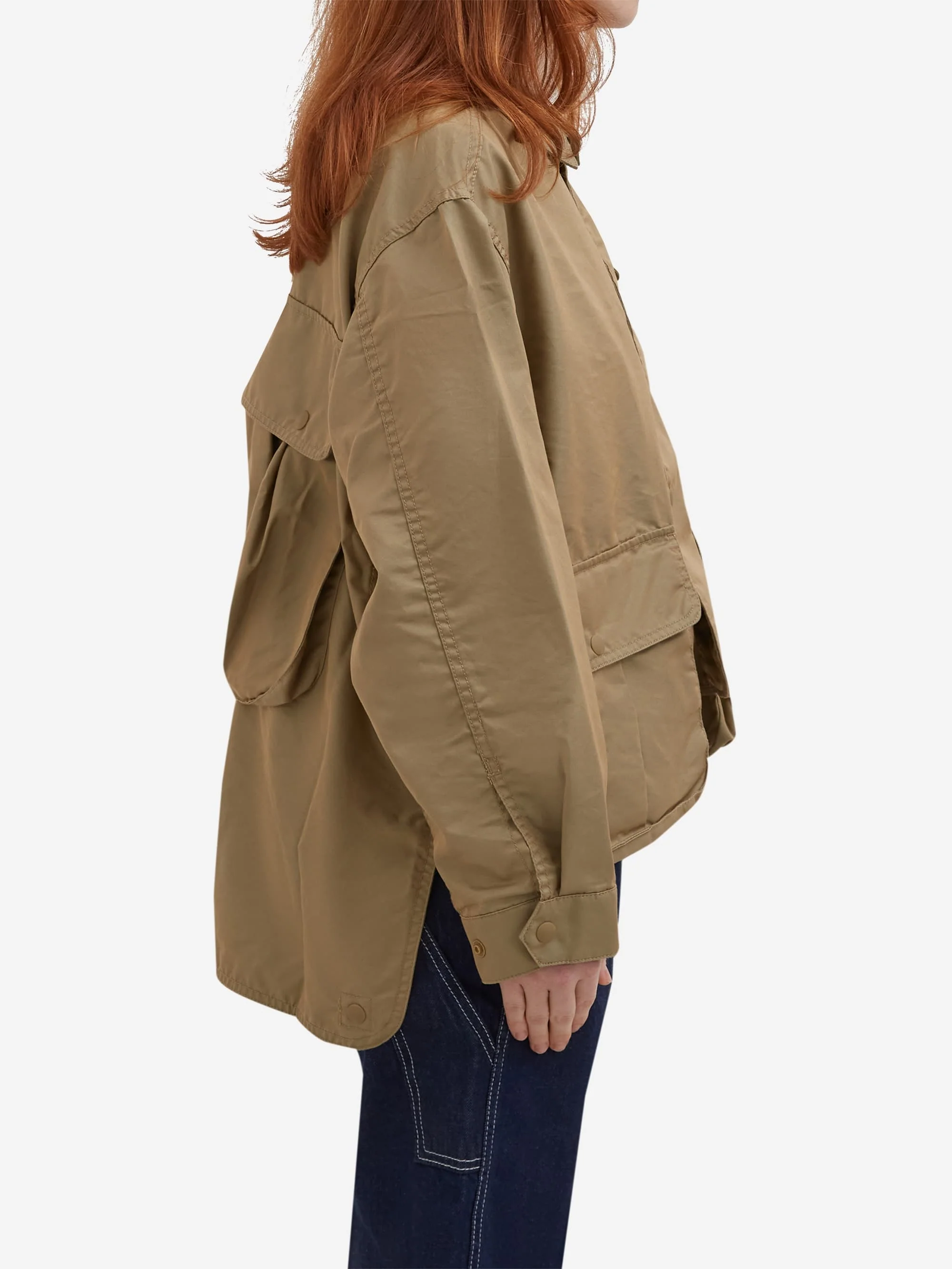 Beams Boy Chambray Gabardine Fishing Jacket - Beige - Image 4