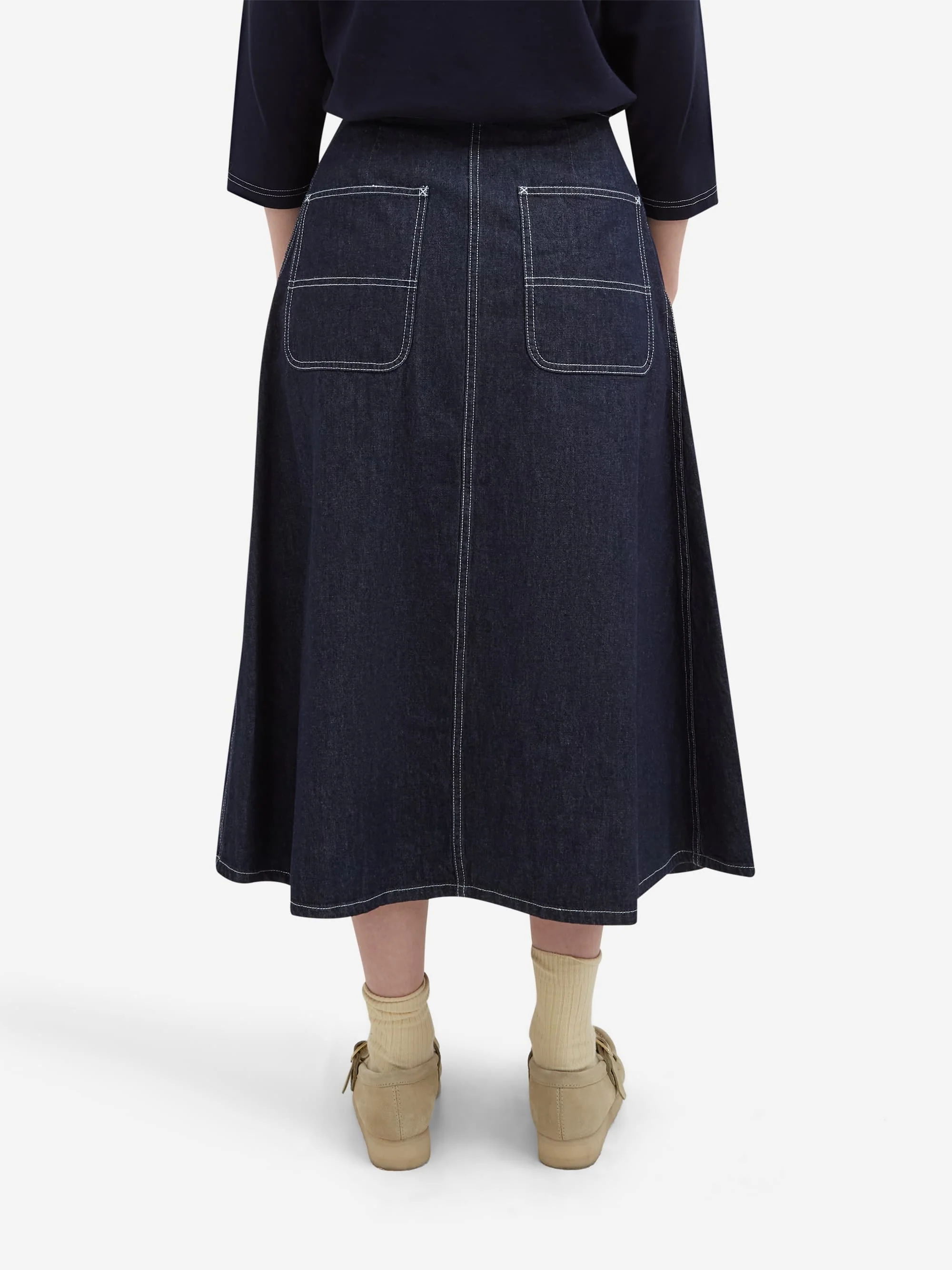Beams Boy Pleated Wrap Skirt - Indigo - Image 3