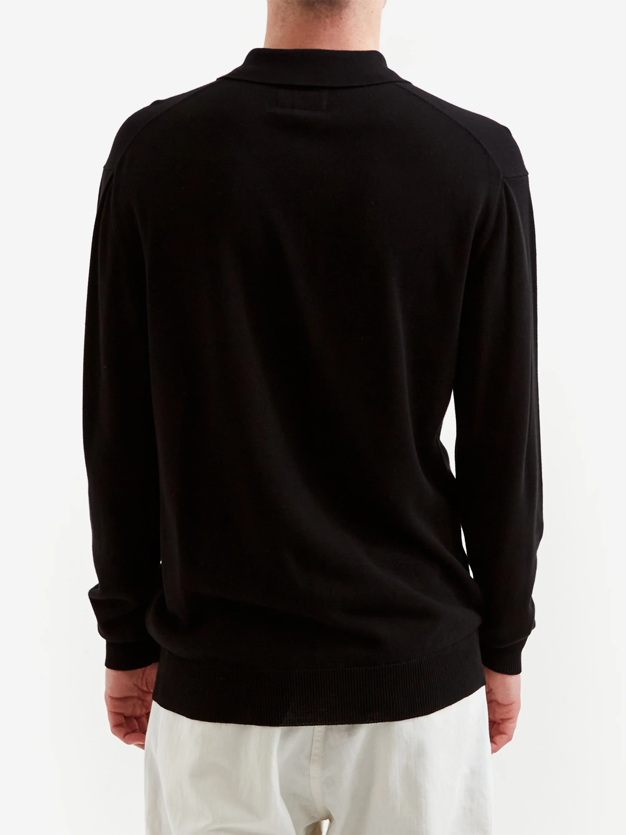 Beams Plus Knit Cotton Polo Shirt 12G - Black - Image 6