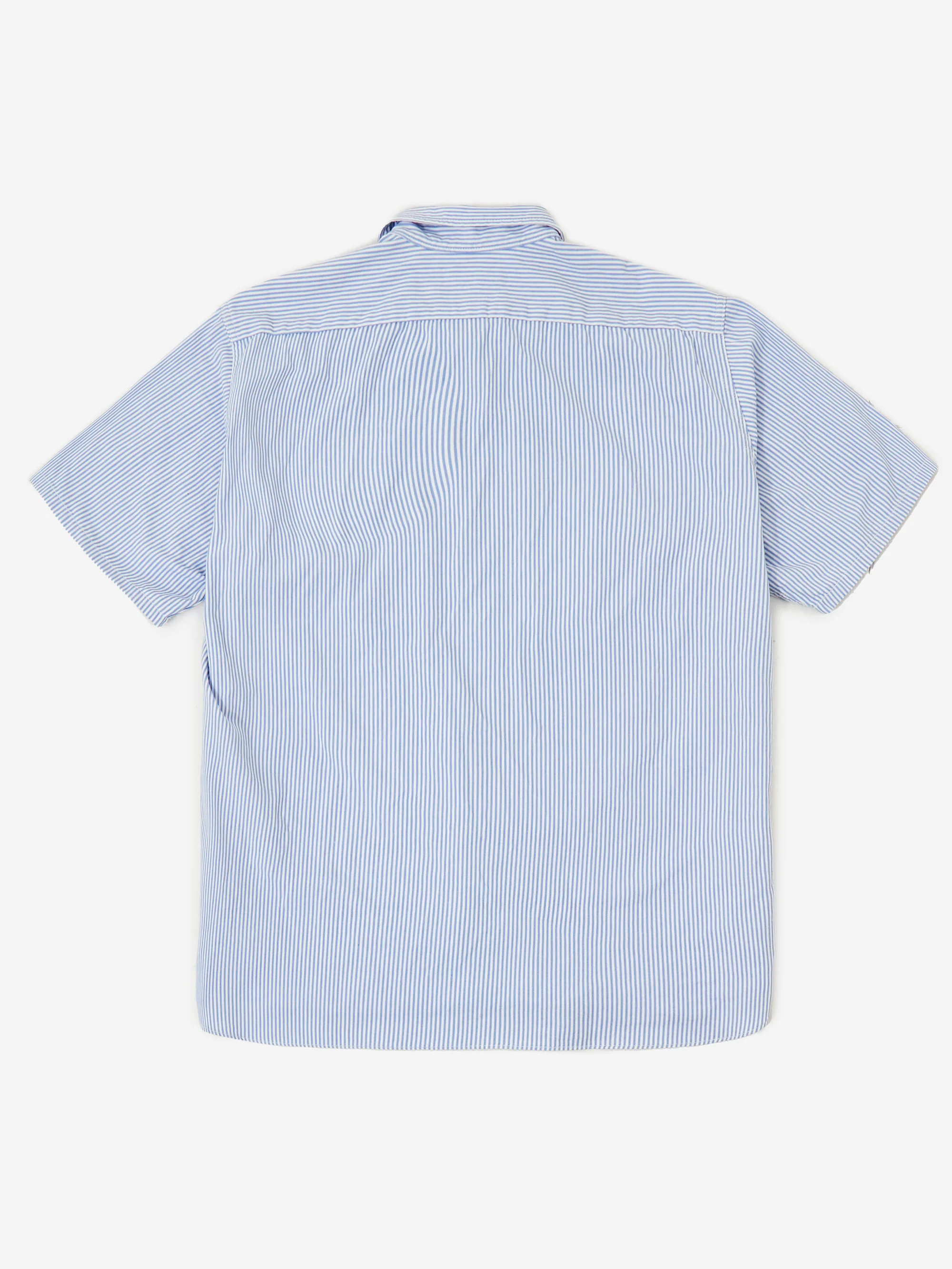 Beams Plus Work Short Sleeve Stripe Coolmax® - Blue - Image 4