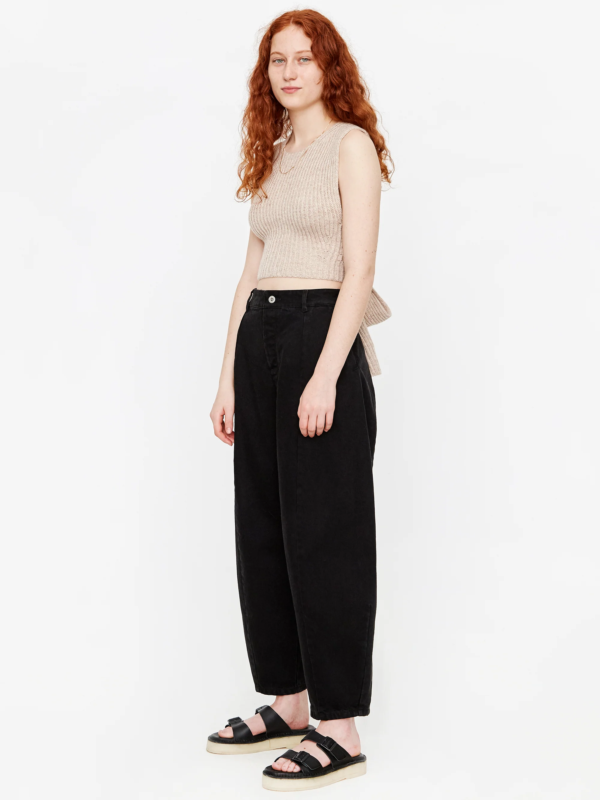 Ganni Rib Knit Tie Back Top - Brazilian Sand - Image 3