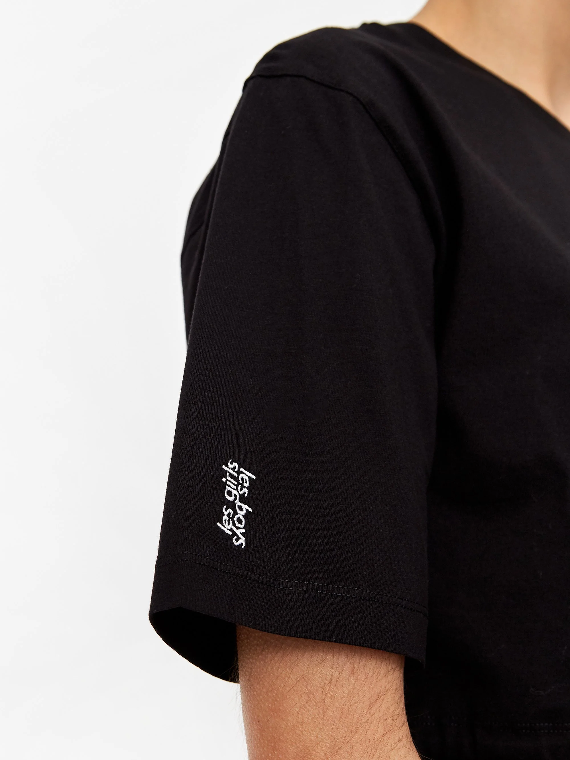 Les Girls Les Boys Jersey Crop T-Shirt Black - Black - Image 4