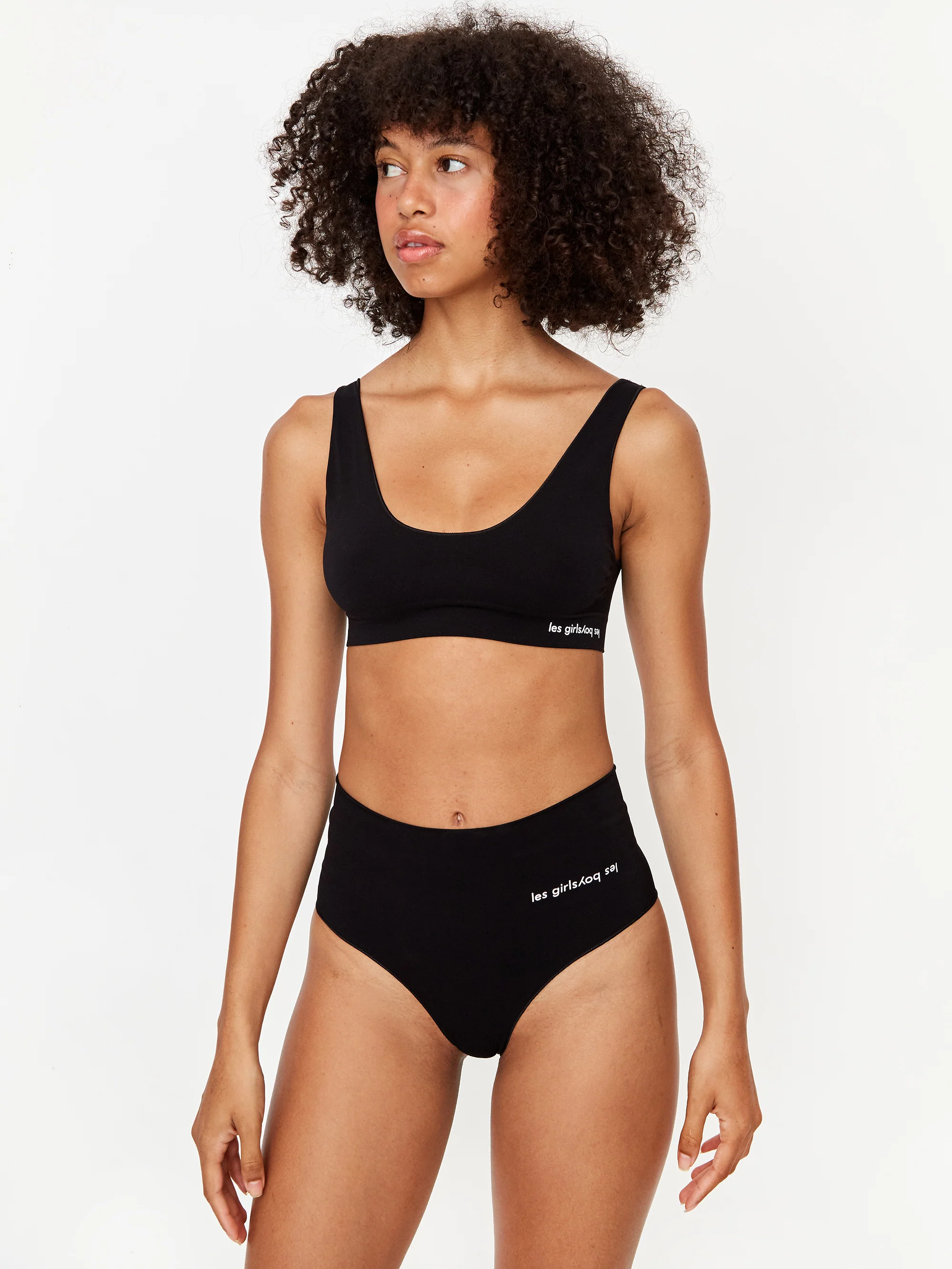 Les Girls Les Boys Semi Sheer Crop Top - Black - Image 3