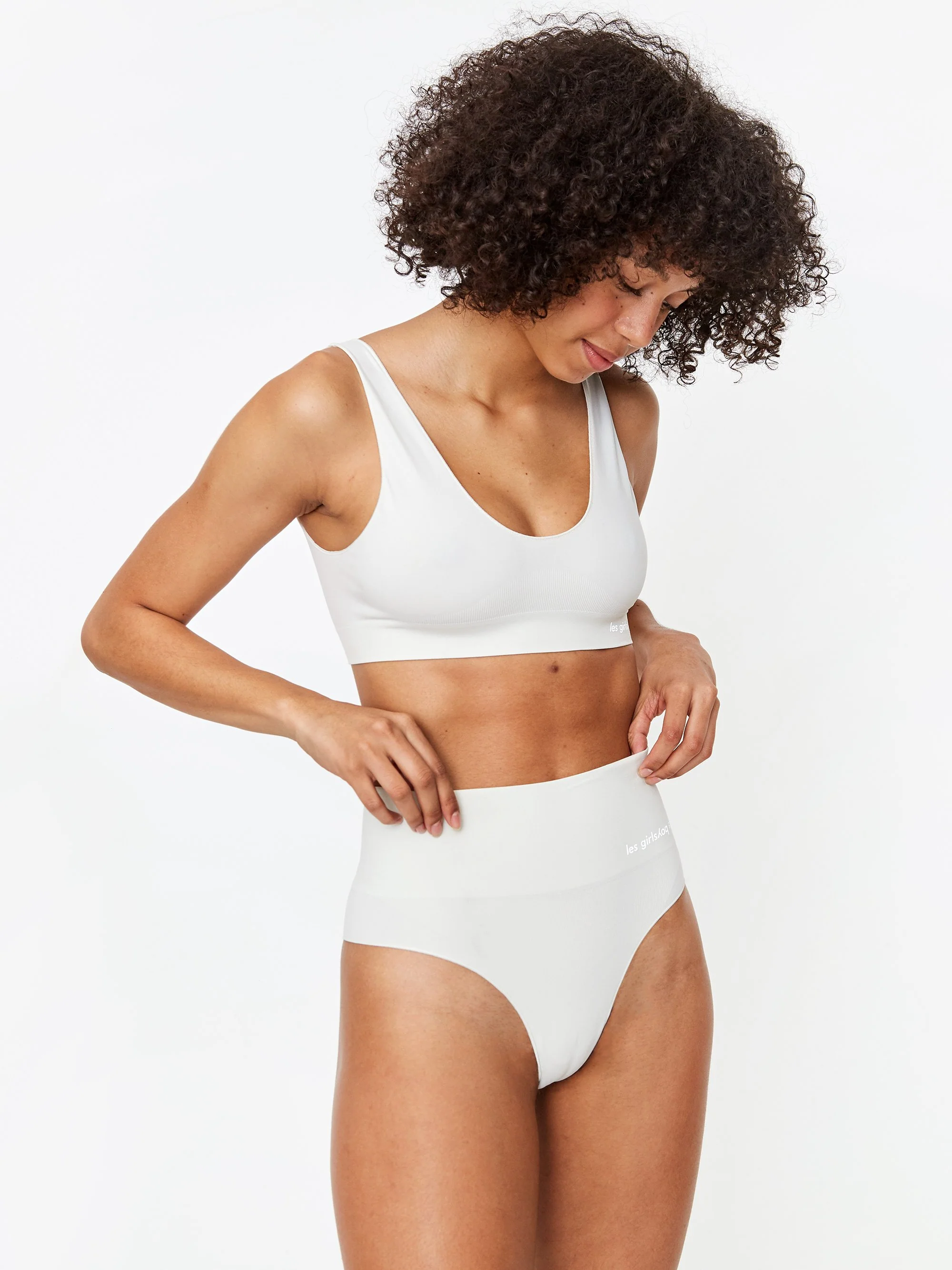 Les Girls Les Boys Semi Sheer Crop Top Ivory - Ivory - Image 3