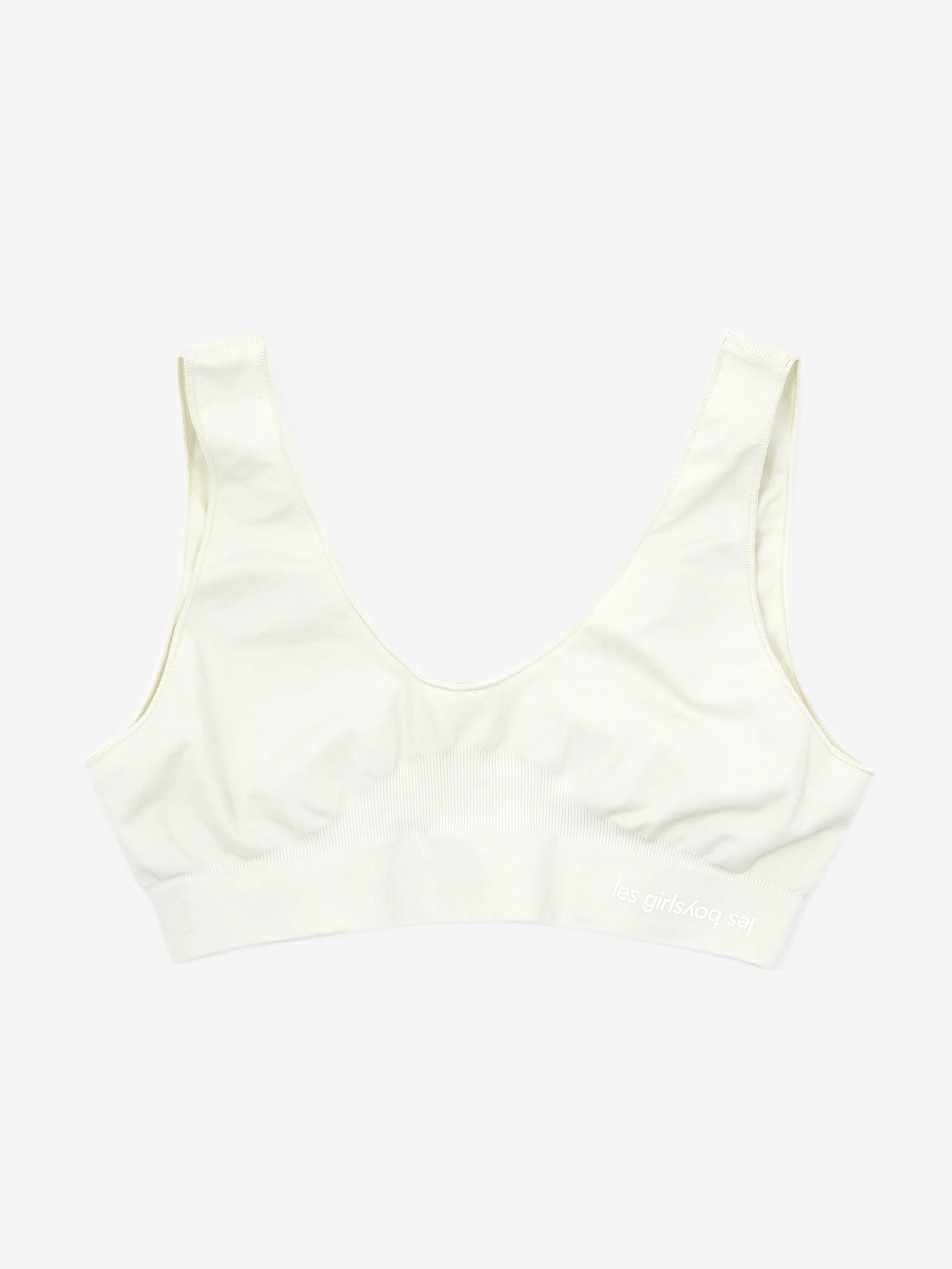 Les Girls Les Boys Semi Sheer Crop Top Ivory - Ivory - Image 5
