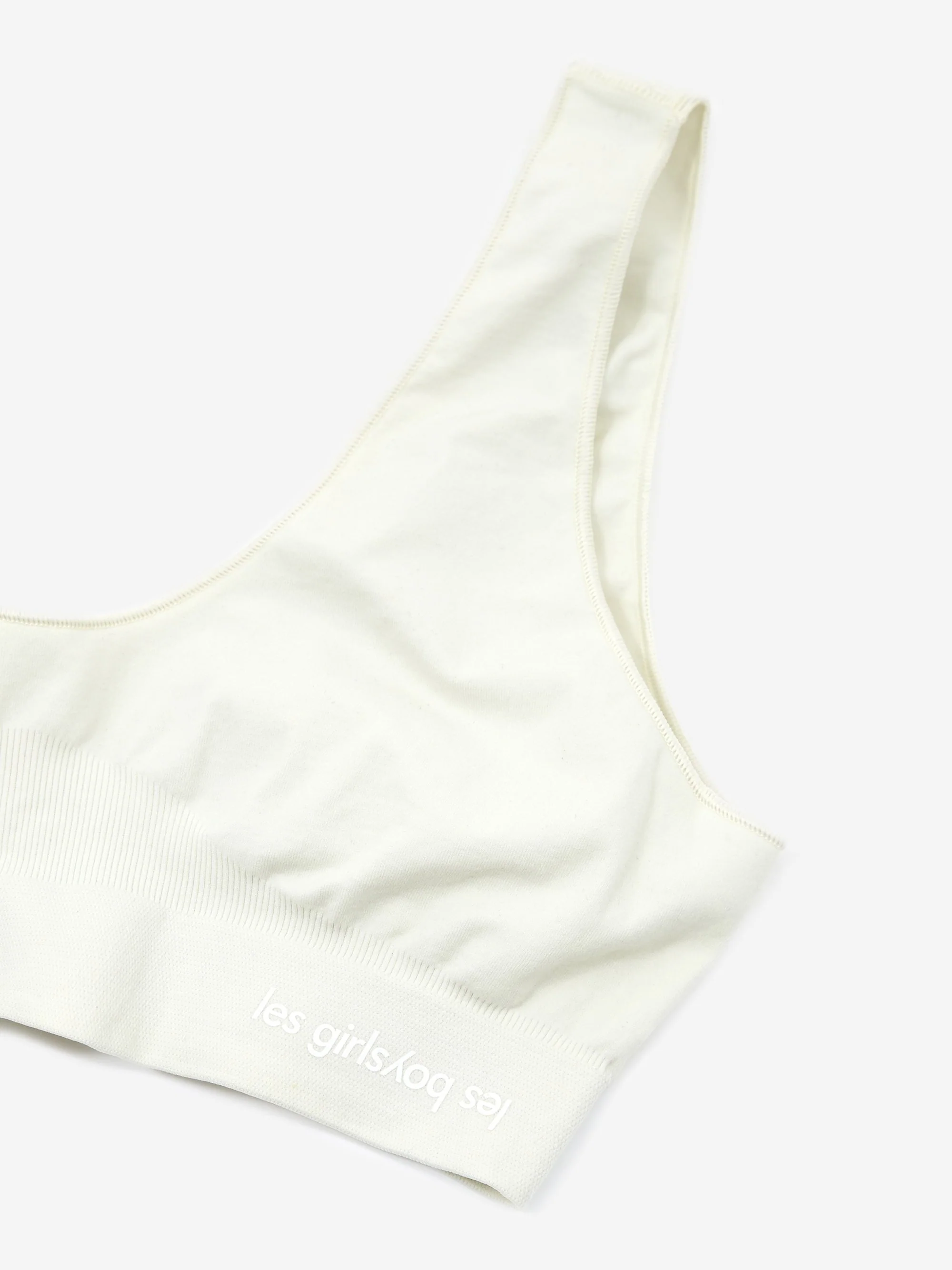 Les Girls Les Boys Semi Sheer Crop Top Ivory - Ivory - Image 6