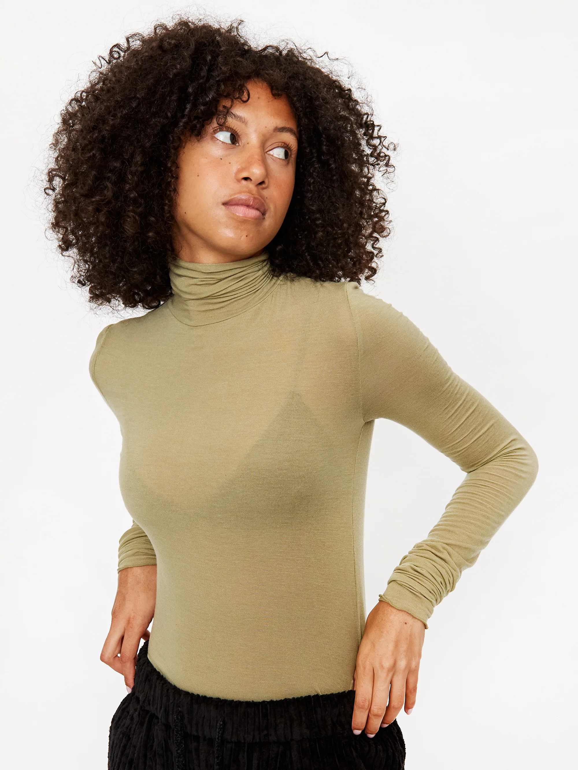 Neul Turtleneck Longsleeve Top - Moss Green - Image 4