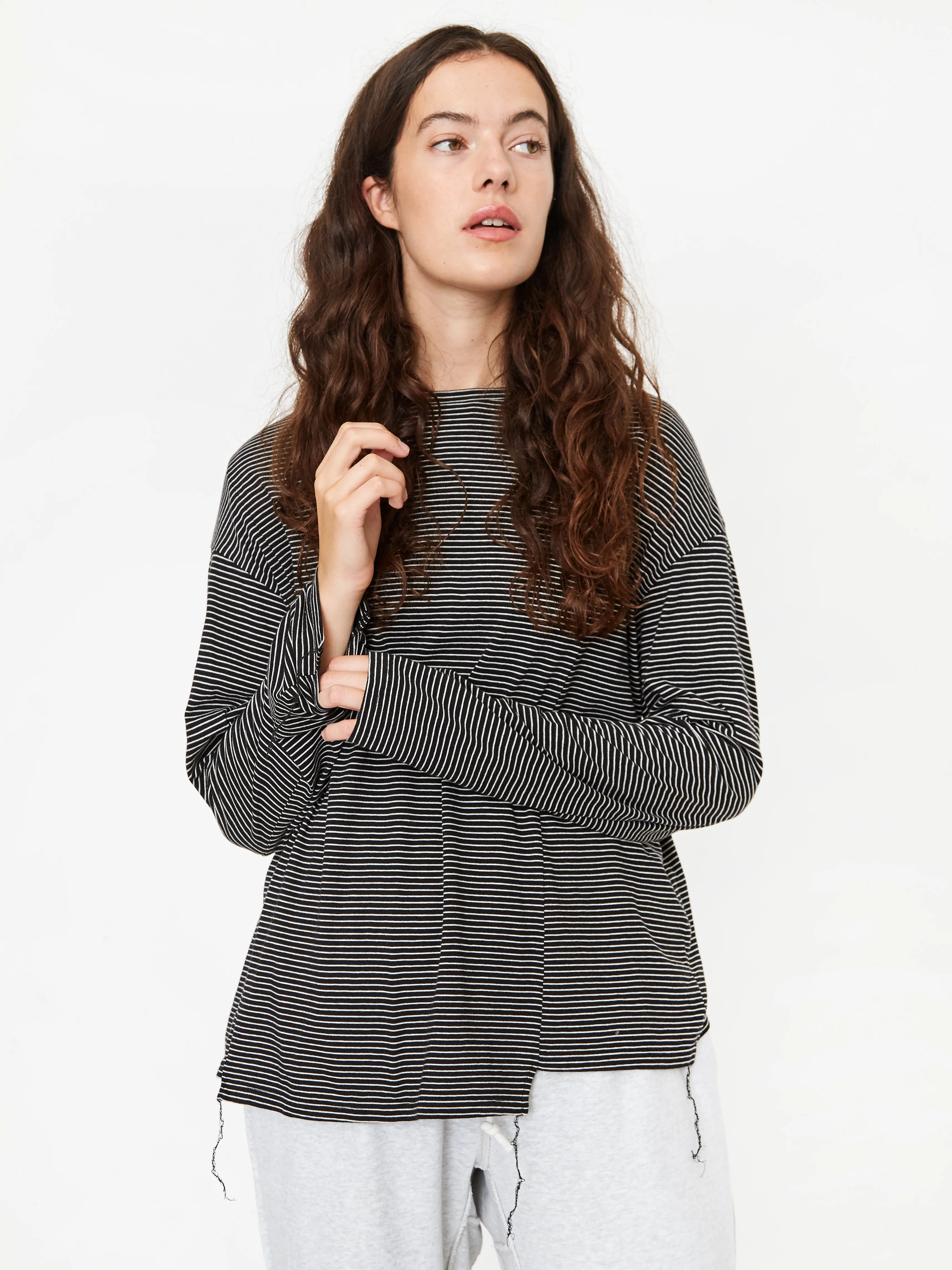Stand Alone Stripe Mixed Block Longsleeve T-Shirt - Black - Image 4