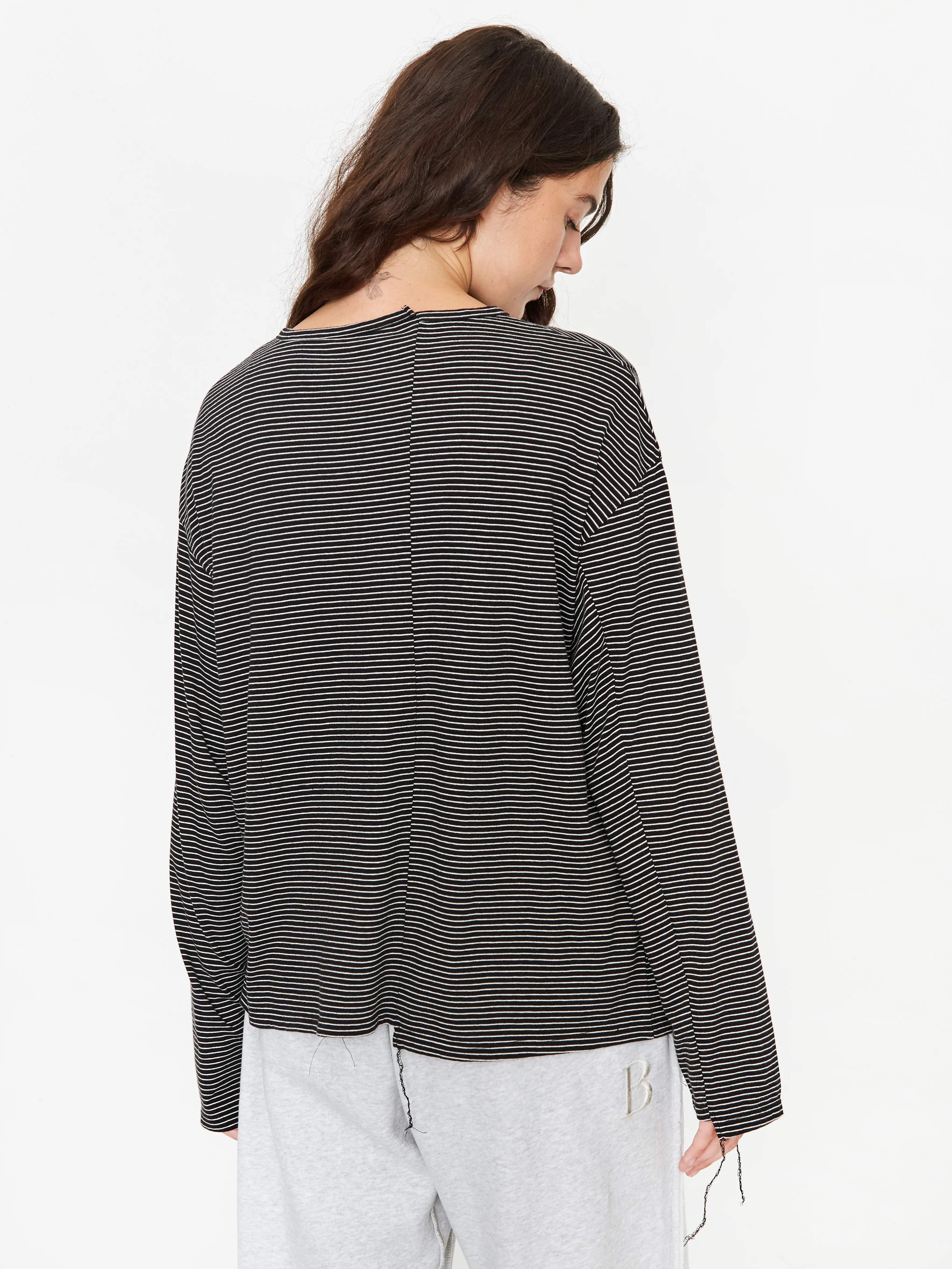 Stand Alone Stripe Mixed Block Longsleeve T-Shirt - Black - Image 6