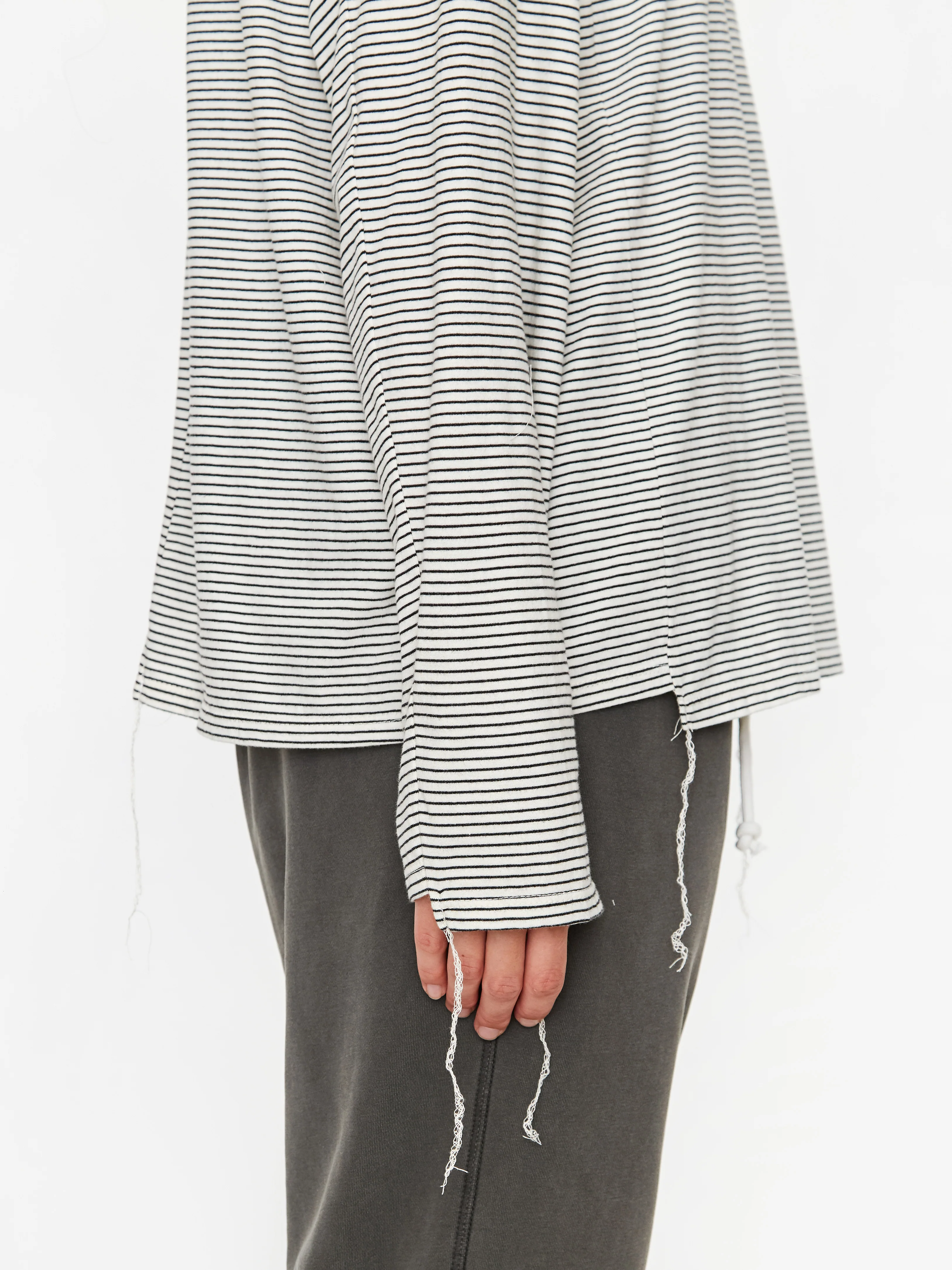 Stand Alone Stripe Mixed Block Longsleeve T-Shirt - White - Image 4