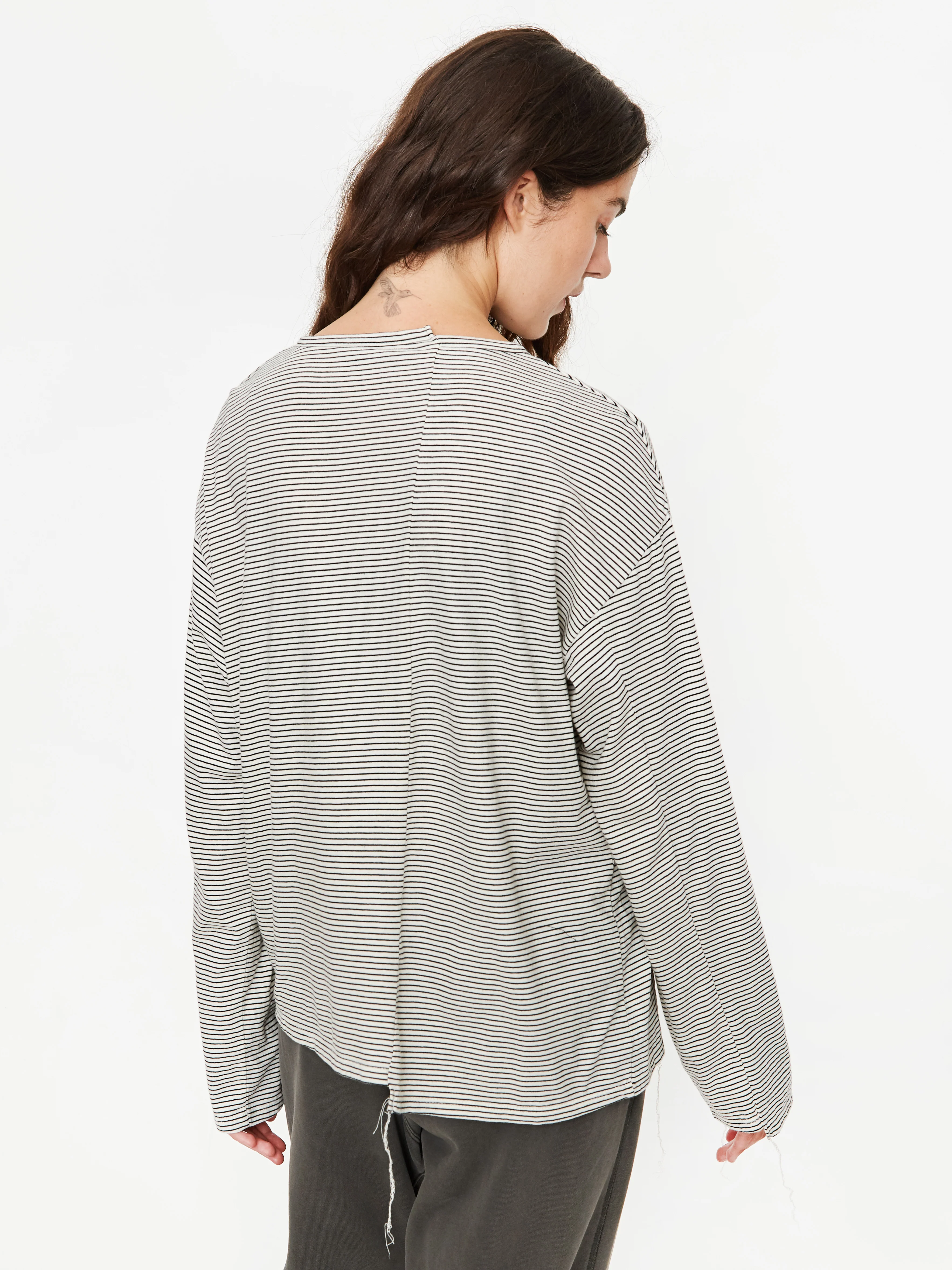 Stand Alone Stripe Mixed Block Longsleeve T-Shirt - White - Image 5